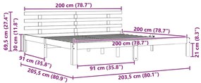 Estrutura de Cama Castanho Ceroso 200x200 cm Madeira Maciça de Pinho