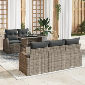 Conjunto de Sofá de Jardim 6 Peças vidaXL com Almofadas Cinzento Vime
