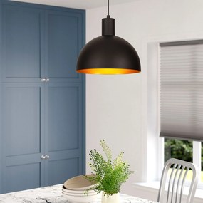 Candeeiro de Teto Sivani – Preto e Dourado – 30 cm de Diâmetro