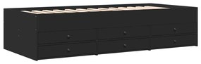 Sofá-cama com gavetas sem colchão 90x200 cm preto
