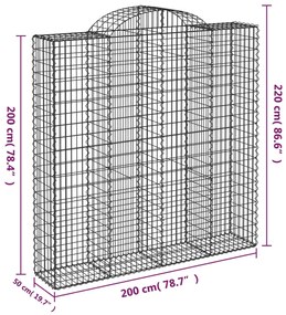 Cestos gabião arqueados 10 pcs 200x50x200/220 ferro galvanizado