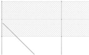 Cerca de arame com postes 15x1,5 m aço galvanizado prateado