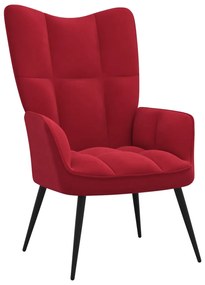 328078 vidaXL Cadeira de descanso veludo vermelho tinto