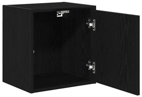 Armário de parede da garagem preto madeira engenheirada