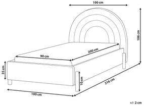 Cama de solteiro em veludo rosa 90 x 200 cm ANET Beliani