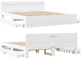 Estrutura de cama c/ cabeceira sem colchão 200x200 cm branco