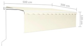 Toldo retrátil automático com estore 5x3 m cor creme