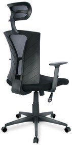 Cadeira de escritório PRAGE, ergonómica, rede preta, assento tecido preto