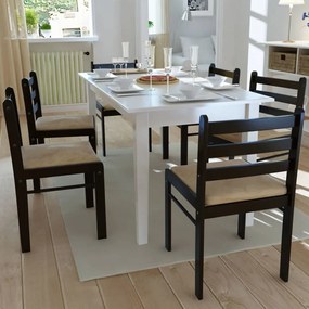 Cadeiras de jantar 6 pcs madeira maciça e veludo castanho