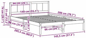 Estrutura de Cama Branca Branca Madeira de Pinho Maciço