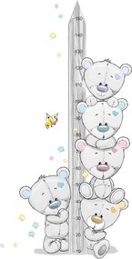 Autocolante de parede de fita métrica para crianças - Urso cinzento