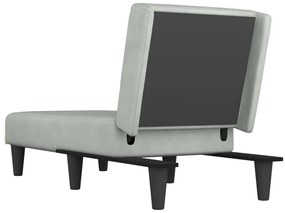Chaise longue veludo cinzento-claro
