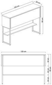 Consola de Entrada "Madrid" – Dourado e Branco - 120x30x80 cm – Design