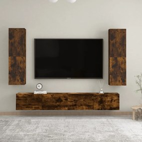 Móveis p/ TV de parede 2 pcs 30,5x30x110 cm cor carvalho fumado