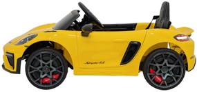 Carro elétrico para Crianças 12V Porsche Spyder RS 718, Rodas Espuma EVA, assento couro ecológico Carga até 30 kg Amarelo