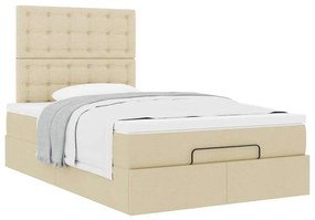 Estrutura de cama otomana com colchão 120x190 cm tecido creme