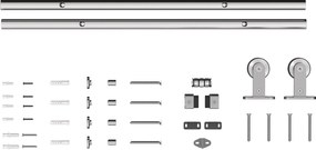 HOMCOM 152 cm Ferragens para Porta de Celeiro Trilho para Porta de 76 cm de Largura Espessura 30 mm Prata | Aosom Portugal