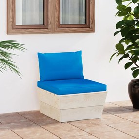 vidaXL Sofá de centro paletes p/ jardim com almofadões abeto impreg.