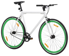 Bicicleta de mudanças fixas 700c 59 cm branco e verde