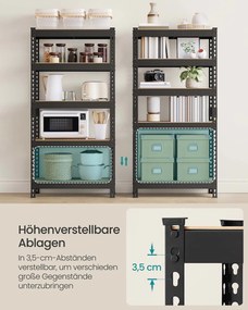 Estante para cargas pesadas com 5 prateleiras 30 x 75 x 150 cm preto e castanho vintage