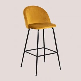 Pacote De 2 Bancos Altos De Veludo Kana Design Preto & Mostaza & ↑75 Cm - Sklum