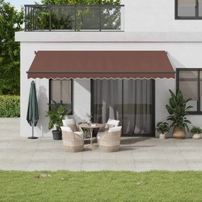 Toldo retrátil manual 500x350 cm castanho