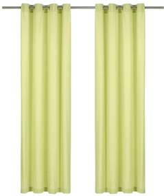 vidaXL Cortinas com argolas de metal 2 pcs algodão 140x225 cm verde