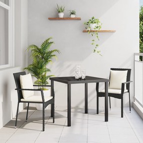 vidaXL Conjunto de Jantar de Jardim com Almofadas Preto Poliéster Vime