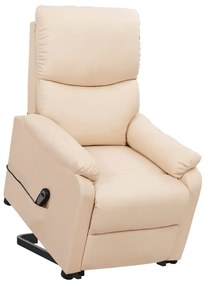 vidaXL Poltrona elevatória tecido cor creme