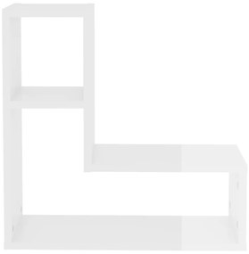 Estantes de parede 2 pcs derivados de madeira branco brilhante
