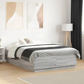 Estrutura cama 140x190 cm derivados de madeira cinzento sonoma
