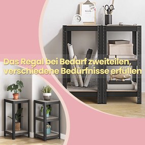 Estante de arrumação de 37 x 37 x 150 cm cinza + preto