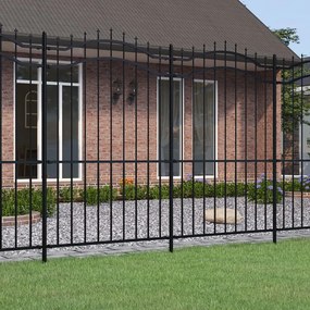 vidaXL Cerca de jardim com topo em forma de lança, preta, 239x175 cm, aço com revestimento em pó