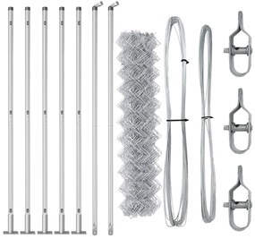 Cerca de Cadeia com 7 Postes Flangeados 1x10 m Aço Galvanizado