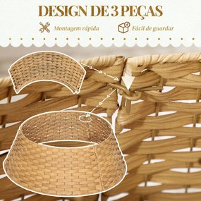 Saia para Árvore de Natal Rústica com Design Entrançado e Cobre-pé Ø68x22 cm Natural