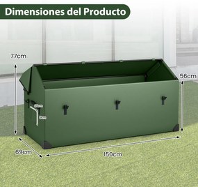 Caixa de arrumação para exterior 658 L Impermeável com cobertura de lona Janela organizadora com fecho ajustável para piscina Jardim Pátio