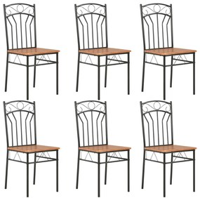 Cadeiras de jantar 6 pcs MDF castanho