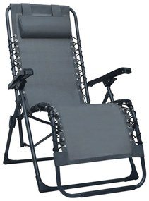 Cadeira de pátio dobrável textilene cinzento