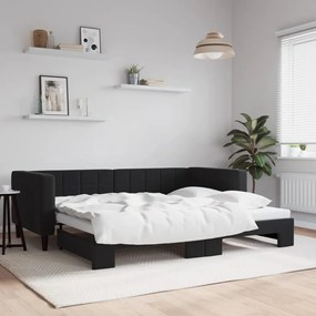 vidaXL Sofá-cama com gavetão 90x190 cm veludo preto