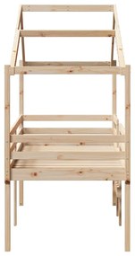 Cama alta com telhado 90x200 cm pinho maciço