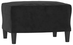 Sofá Cinha de 3 Lugares - Chaise Longue -  Cor Preto - 198 x 77 x 80 c