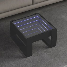 vidaXL Mesa de centro luzes LED Infinity 50x53x30 cm preto