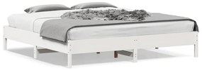 Cama sem colchão 200x200 cm madeira de pinho maciça branco