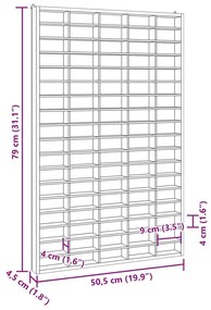 Armário expositor de parede c/ 90 compartimentos 50,5x4,5x79 cm