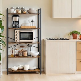 Estante de armazenamento com de 5 níveis 30 x 66 x 153 cm castanho vintage-Preto