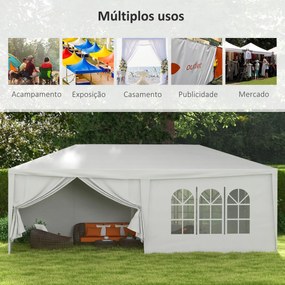 Tenda de Jardim 583x293 cm Tenda de Festas Desmontável com 4 Janelas 2