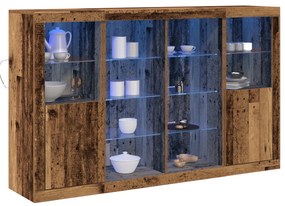 Aparador vidaXL com Luzes LED Madeira Antiga 163x37x100 cm Madeira Eng