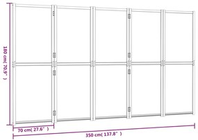 Biombo Mooth com 5 Painéis de 350cm em Madeira de Acácia - Preto - Des