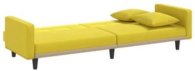 Sofá-cama com almofadões tecido amarelo-claro