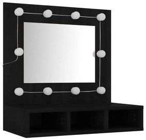 Toucador de Parede com Luzes LED - 60x31,5x62 cm - Cor Preto